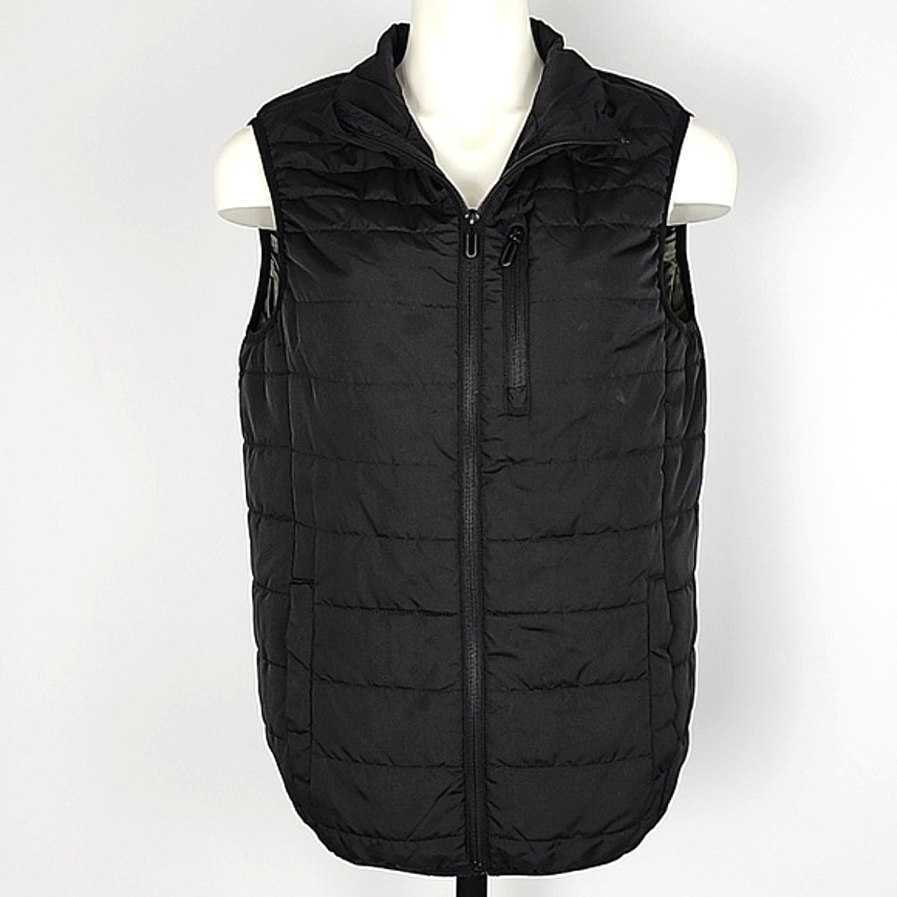 Only & Sons Men's Vest Black Side Pockets Full Zip Green Lining Size Small